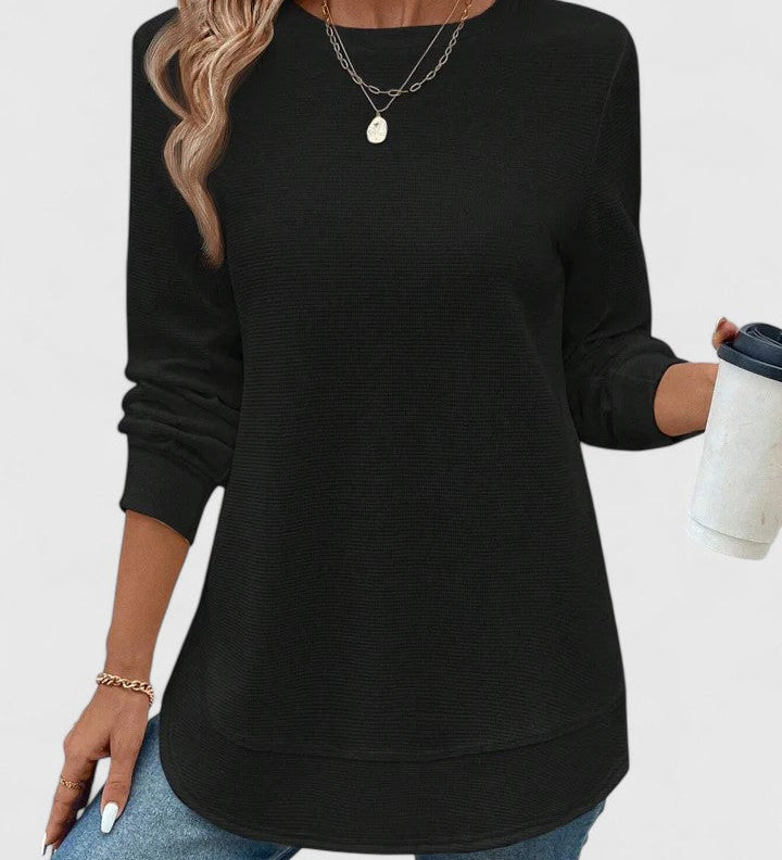 Céline | Elegáns Kerek Nyakú Hosszú Ujjú Felső