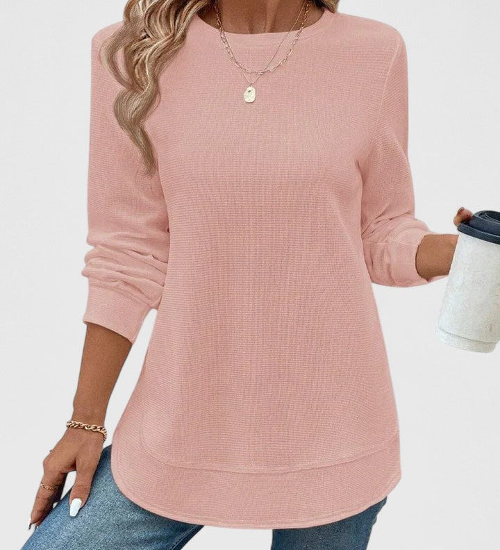 Céline | Elegáns Kerek Nyakú Hosszú Ujjú Felső