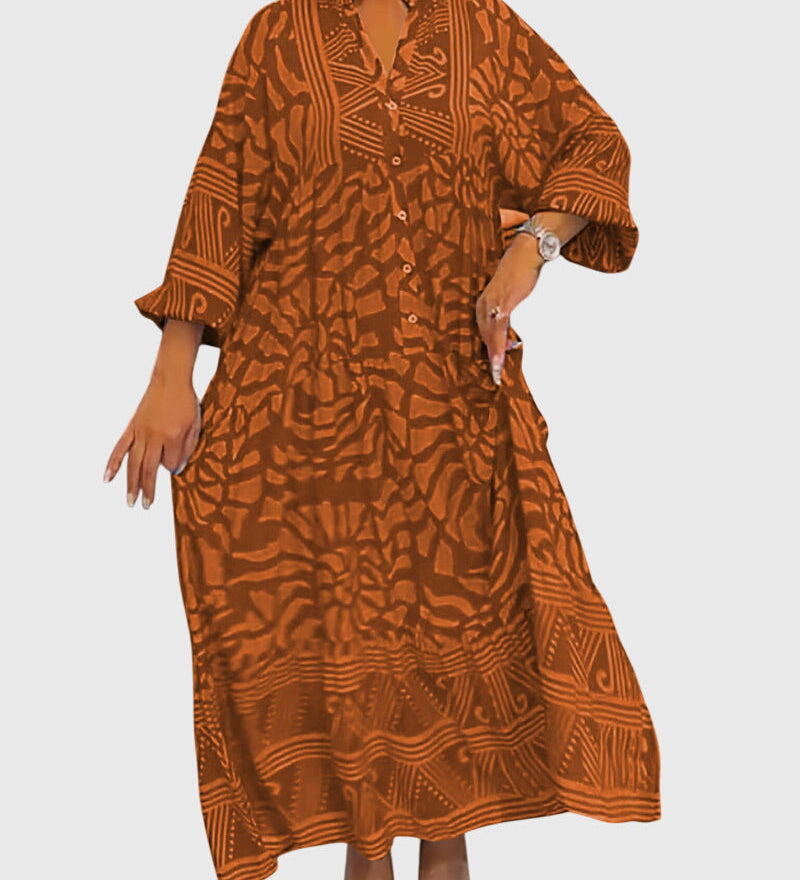 Mckinley | Elegáns Mintás Maxi Ruha