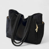 Léa | Luxus ribbed tote táska zsinóros részletekkel