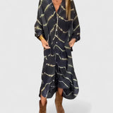 Manon | Elegáns Boho Csíkos Maxi Ruha