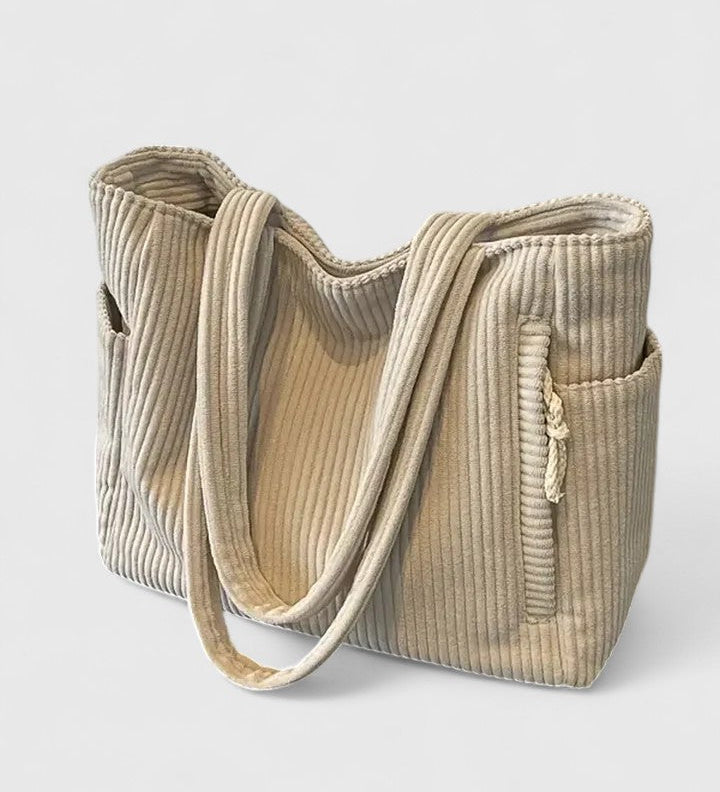 Léa | Luxus ribbed tote táska zsinóros részletekkel
