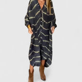 Manon | Elegáns Boho Csíkos Maxi Ruha
