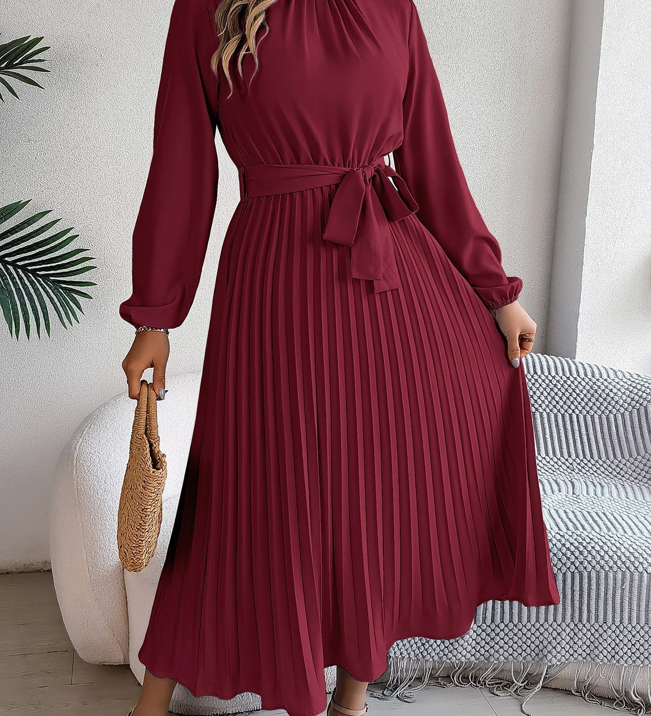 Martine | Övvel ellátott Maxi Plisszelt Ruha