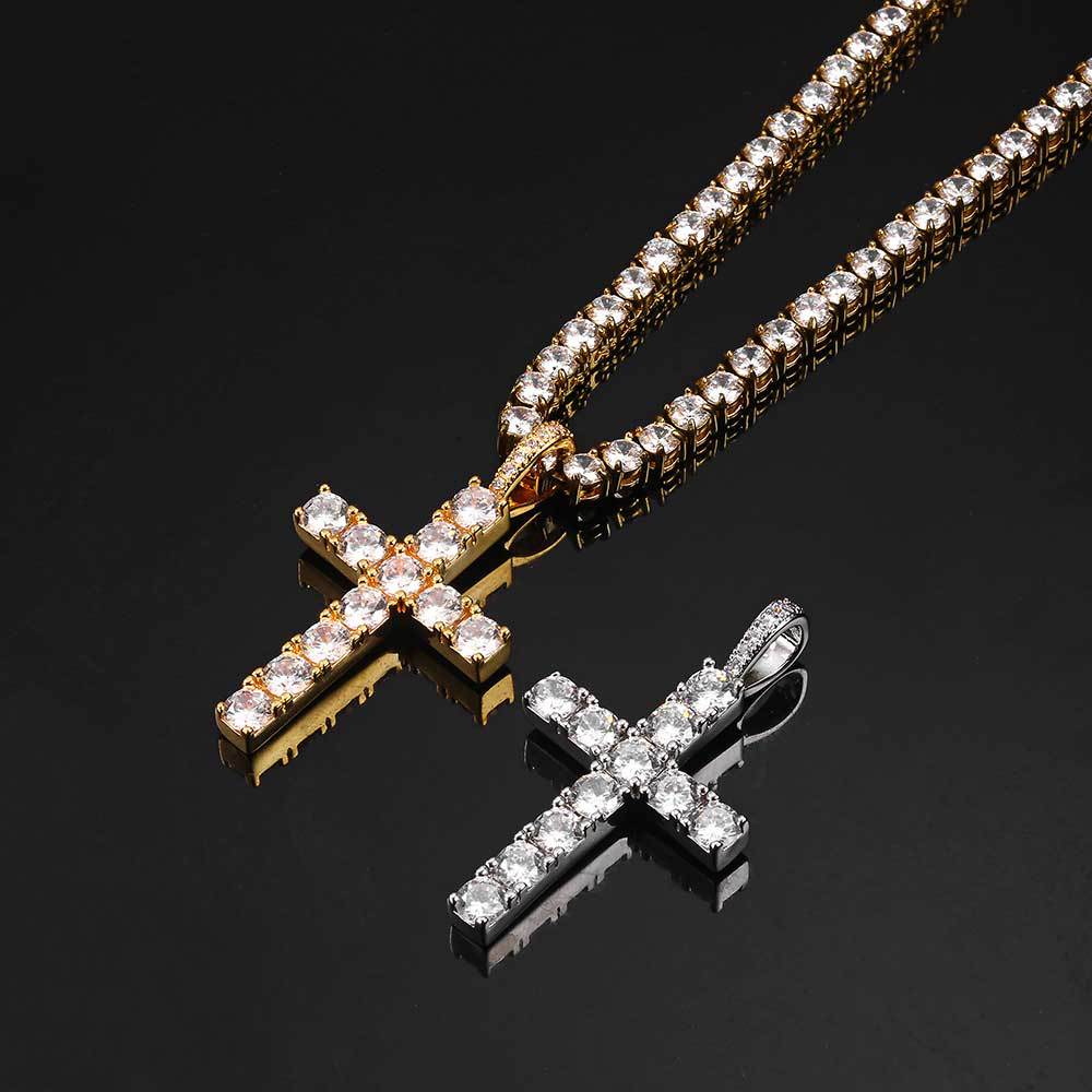 Moissanite kereszt nyaklánc