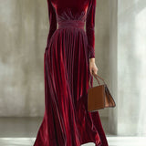 Marie | Plissé Bársonyos Maxi Ruha