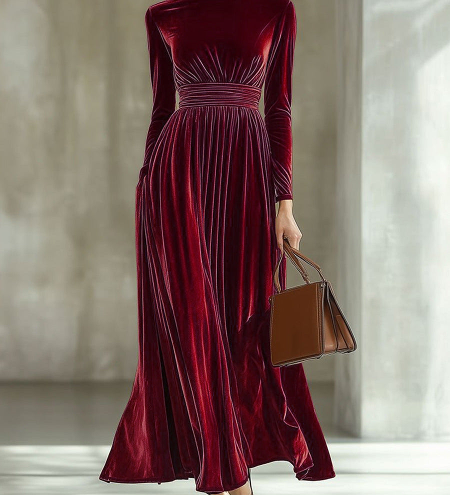 Marie | Plissé Bársonyos Maxi Ruha