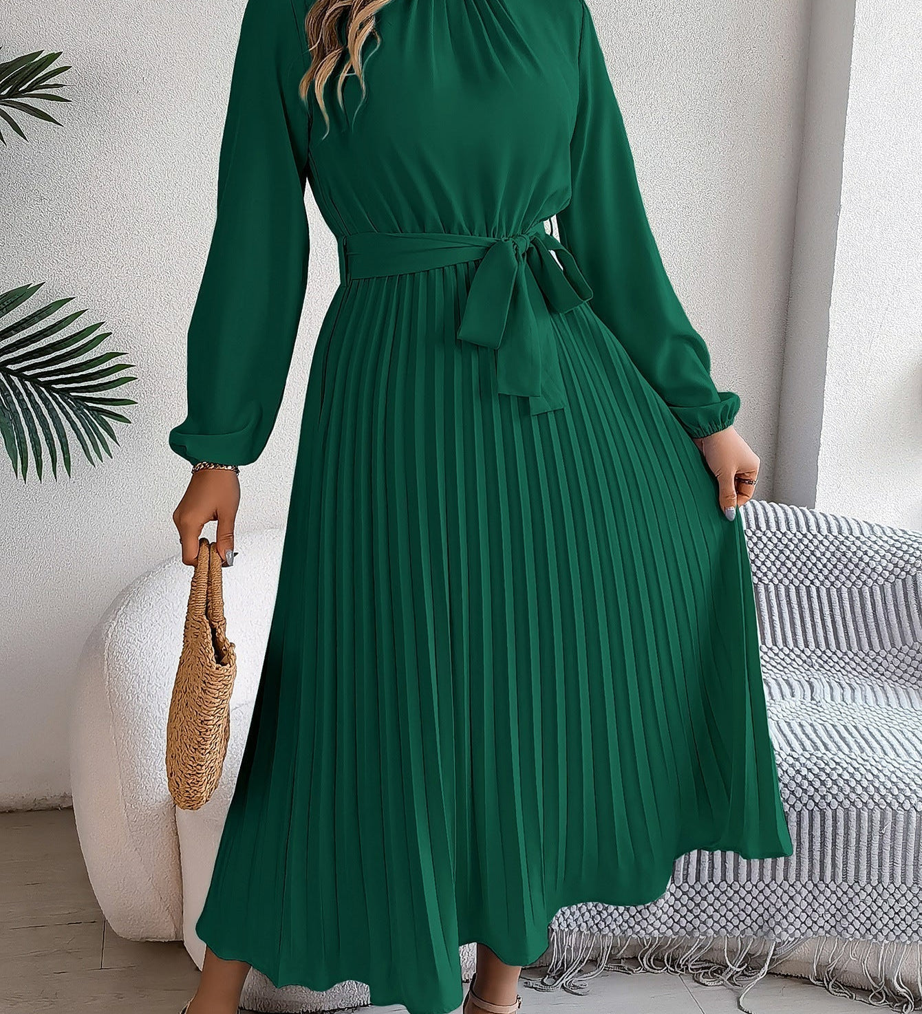 Martine | Övvel ellátott Maxi Plisszelt Ruha