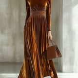 Marie | Plissé Bársonyos Maxi Ruha