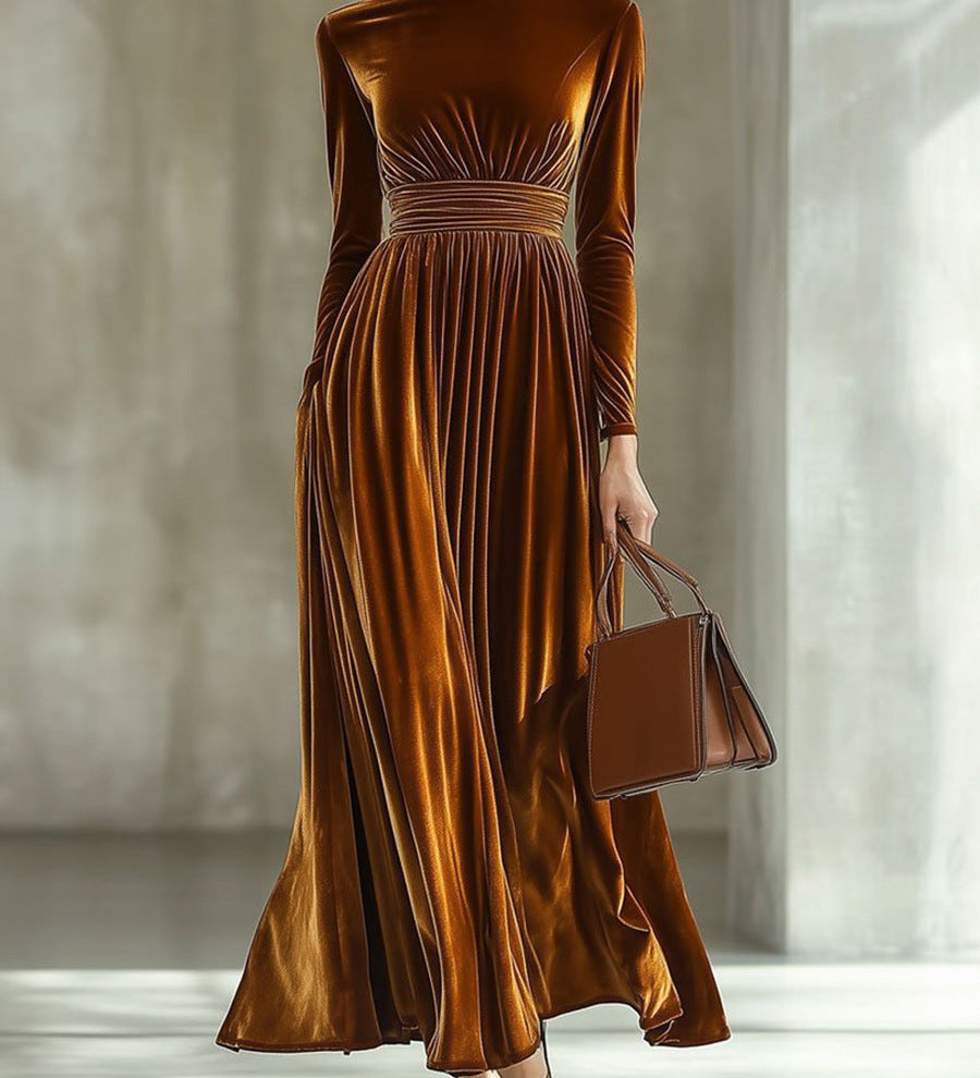 Marie | Plissé Bársonyos Maxi Ruha