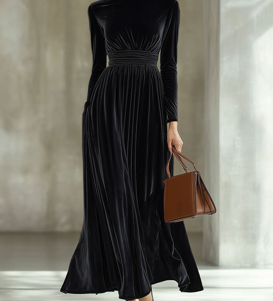 Marie | Plissé Bársonyos Maxi Ruha