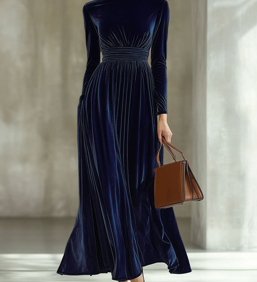 Marie | Plissé Bársonyos Maxi Ruha