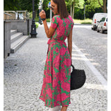 Elegáns Virágmintás Átlapolós Ruha