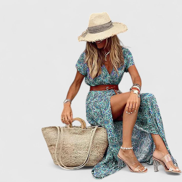 Caroline | Elegáns Boho Maxi Ruha